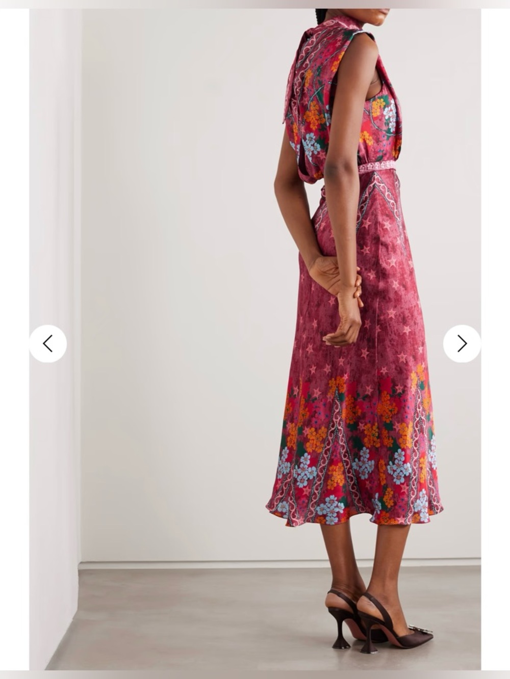 NWT Saloni Fleur Printed Silk-Crepe Midi Dress in the "Hibiscus Flourish". - Picture 7 of 14
